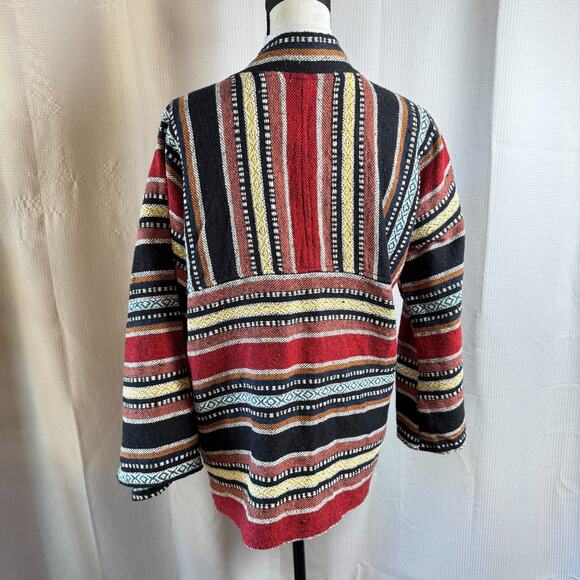 Kathmandu Imports Lg Boho Colorful Striped 100% Cotton Kimono Open Cardigan EUC - Picture 6 of 6